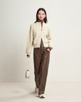 EP YAYING Brown Turtleneck Knit Top