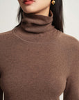 EP YAYING Brown Turtleneck Knit Top
