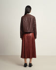 EP YAYING Leather Round Neck Leather Jacket