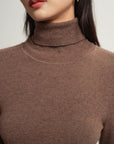 EP YAYING Brown Turtleneck Knit Top