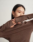 EP YAYING Brown Turtleneck Knit Top