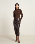 EP YAYING Brown Long Sleeve Knit Top
