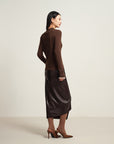 EP YAYING Brown Long Sleeve Knit Top