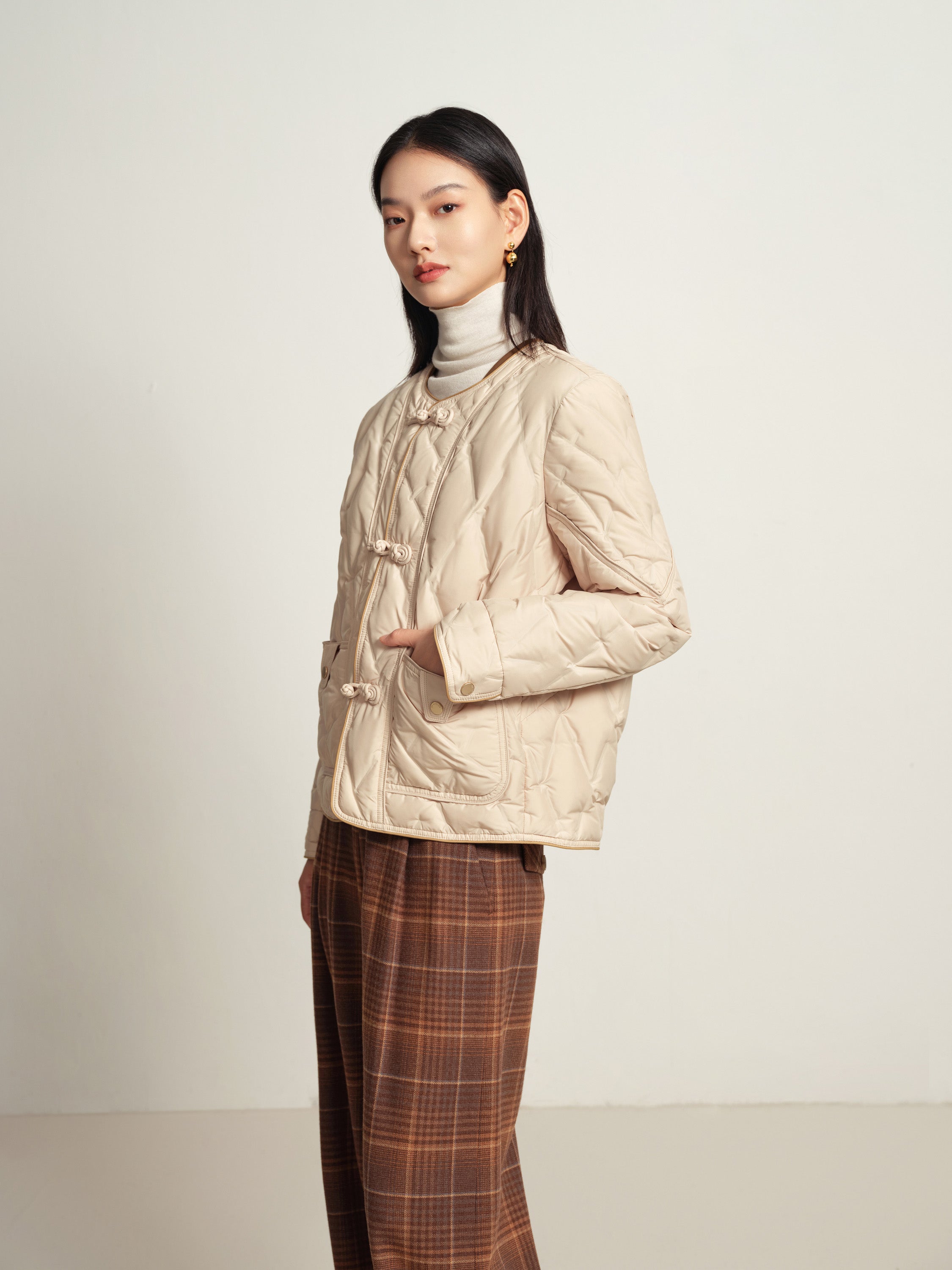 EP YAYING Beige Knit Cardigan