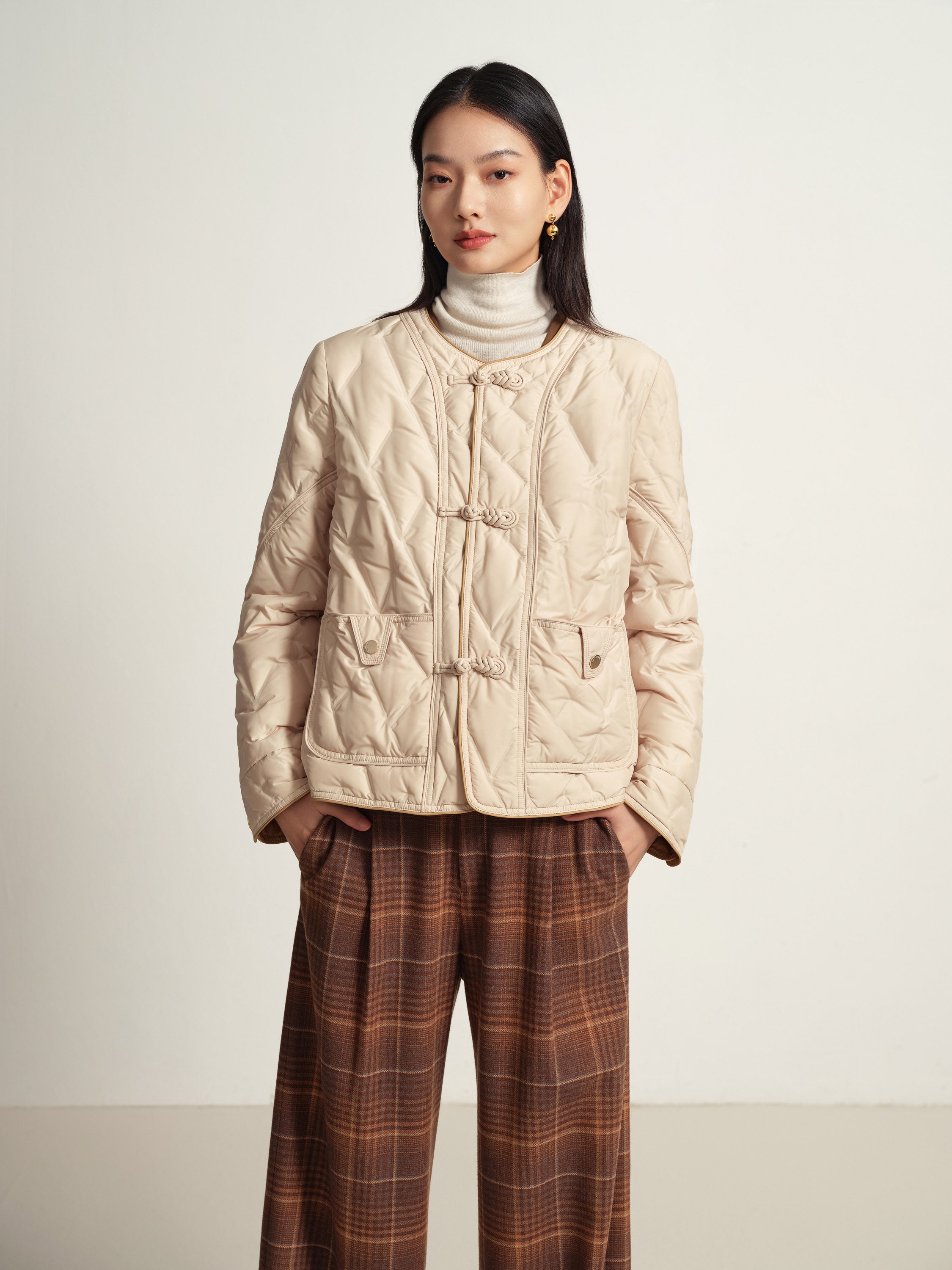 EP YAYING Beige Knit Cardigan