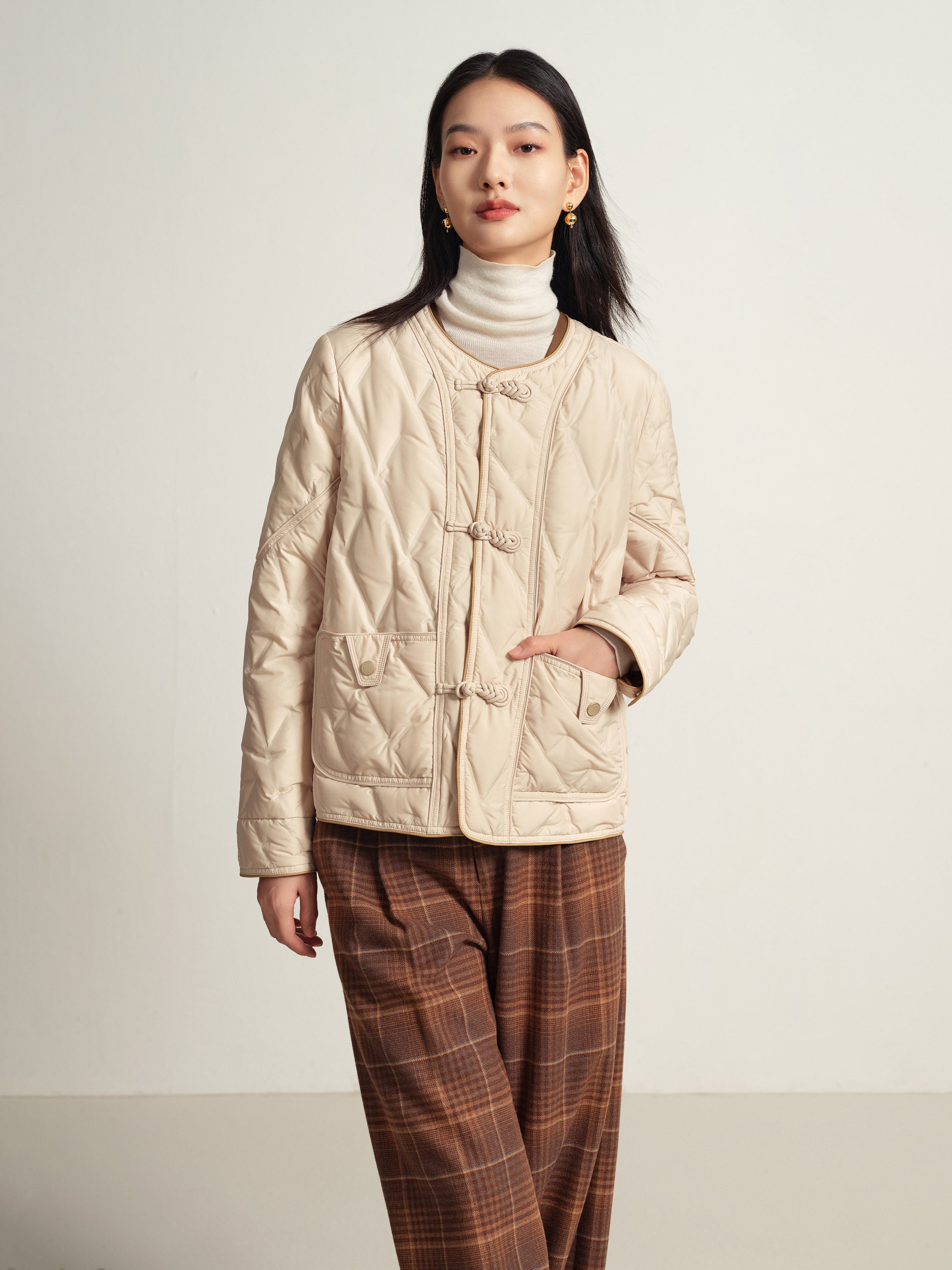 EP YAYING Beige Knit Cardigan