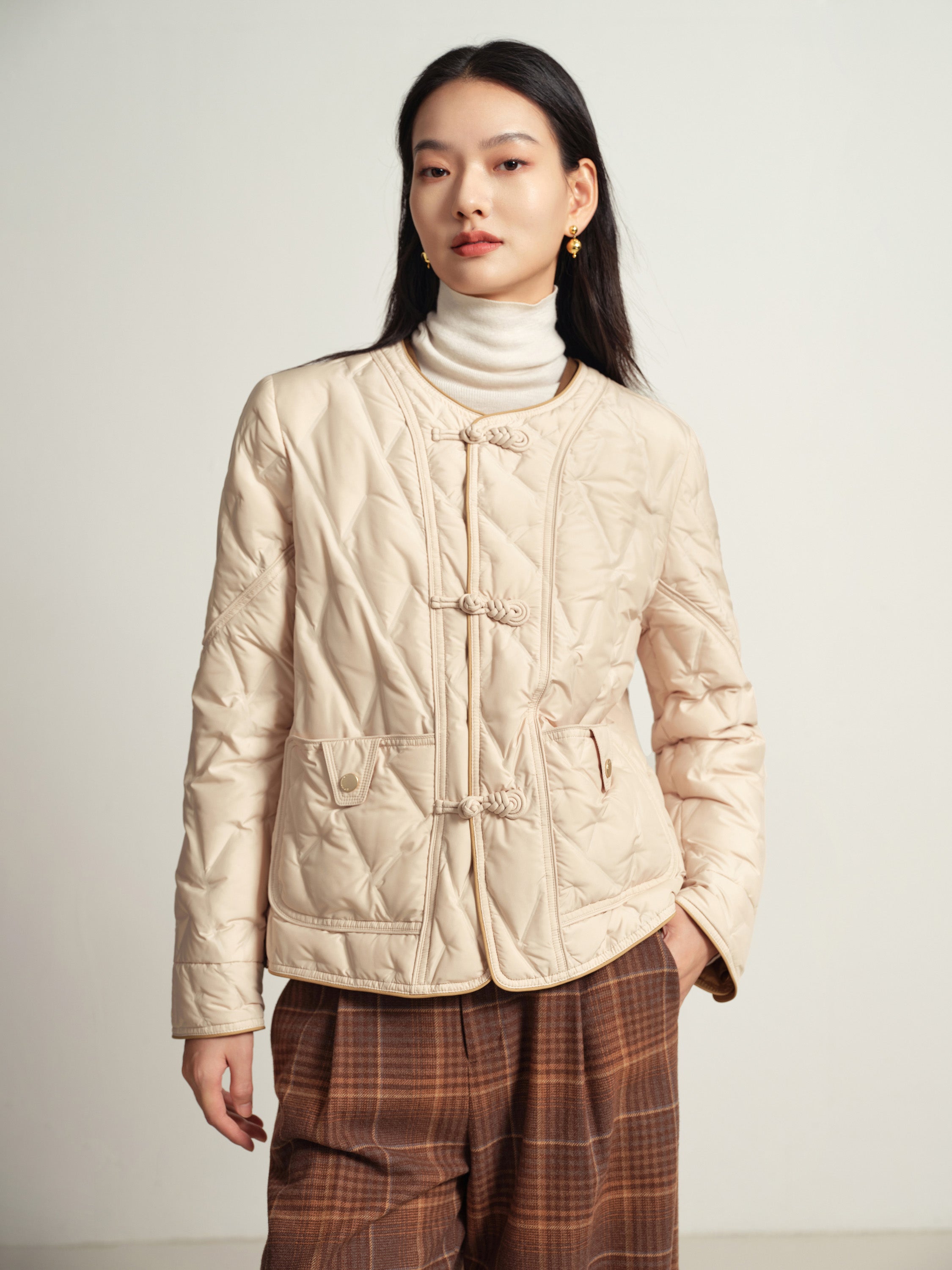 EP YAYING Beige Knit Cardigan