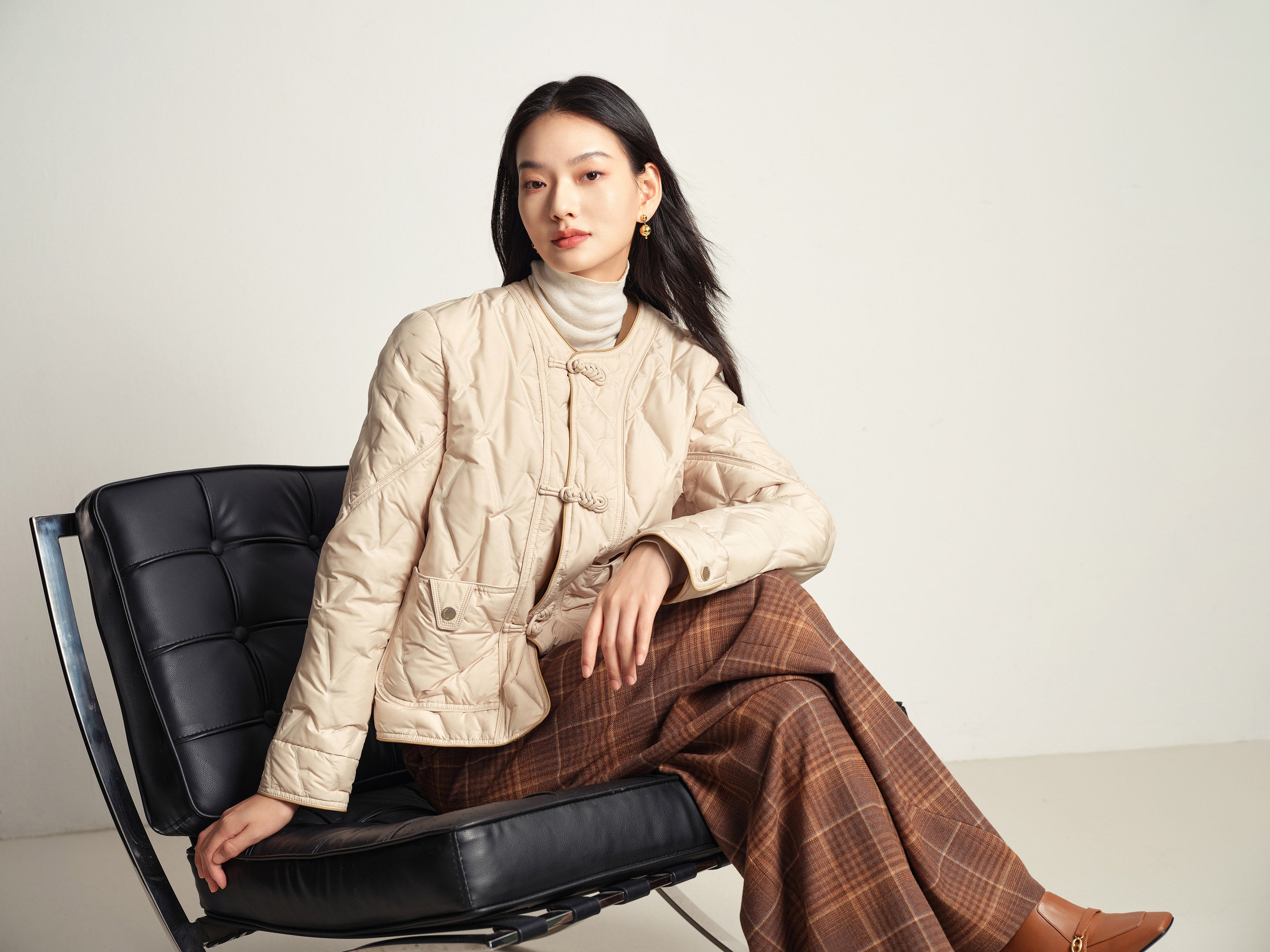 EP YAYING Beige Knit Cardigan