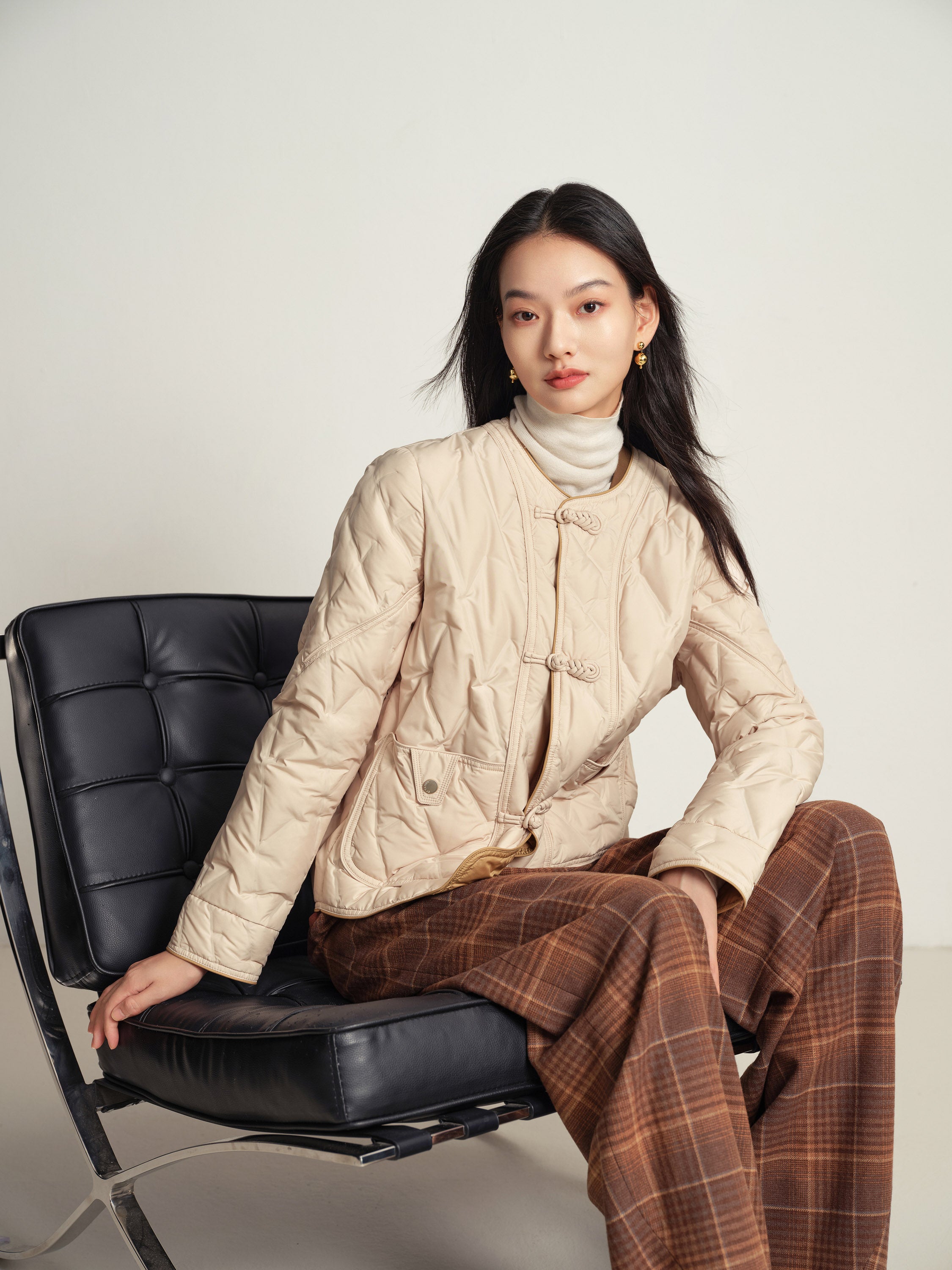 EP YAYING Beige Knit Cardigan