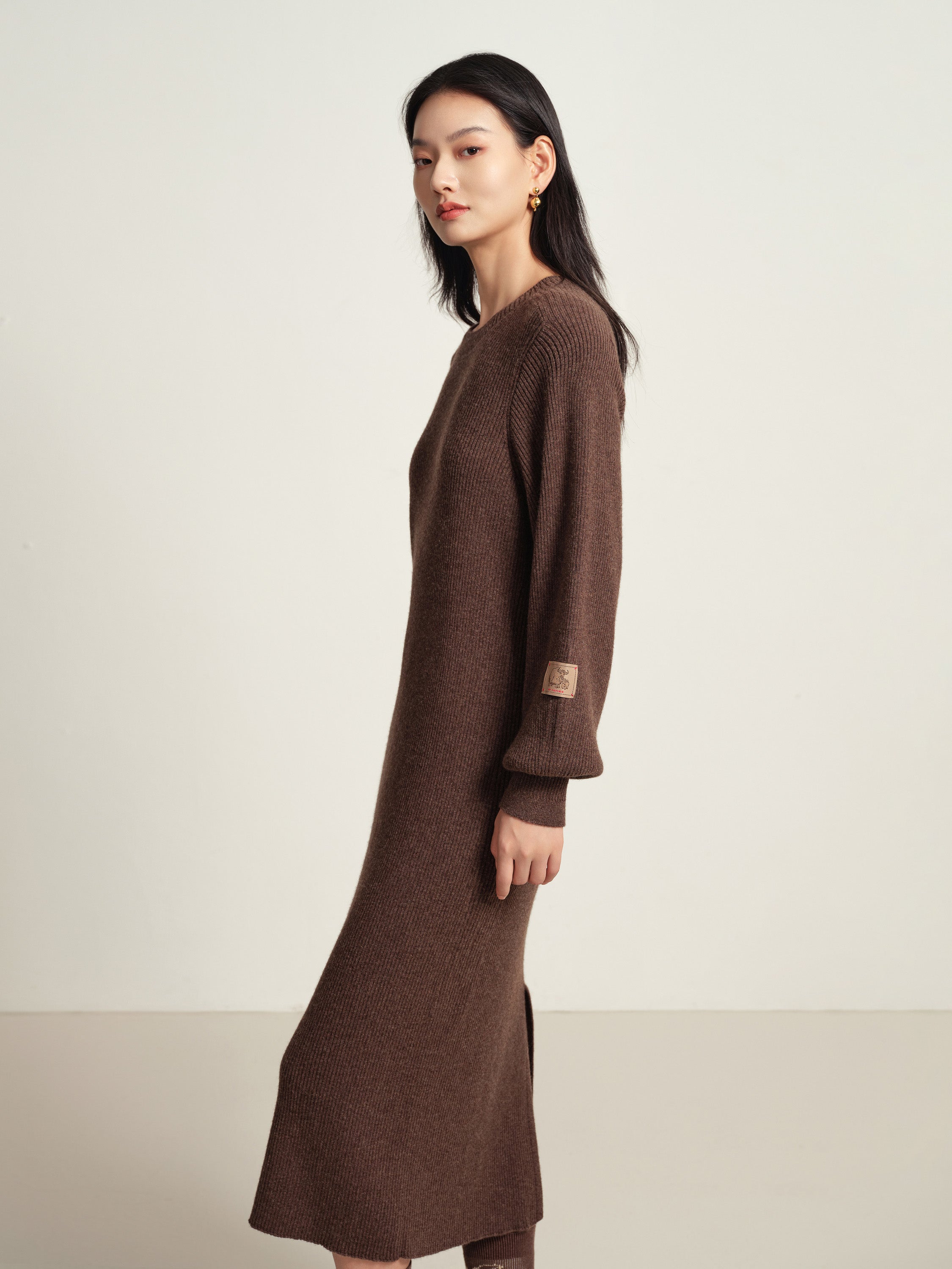 EP YAYING Brown Knit Dress