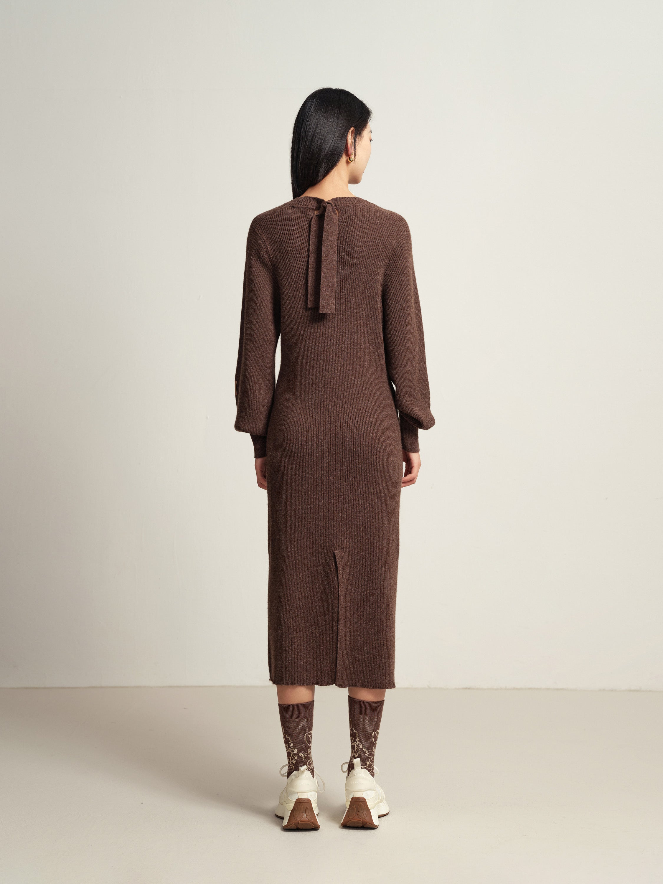 EP YAYING Brown Knit Dress