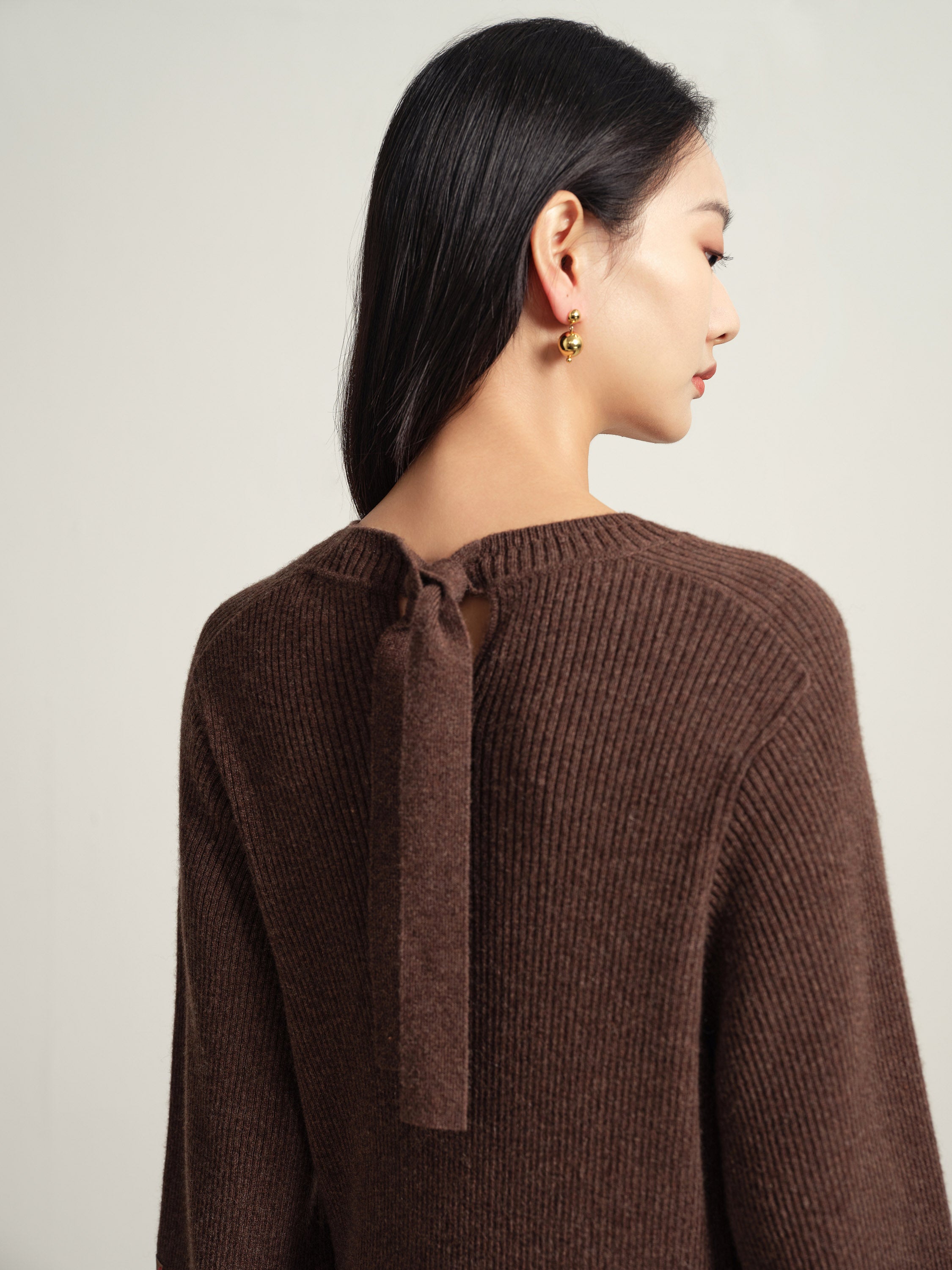 EP YAYING Brown Knit Dress