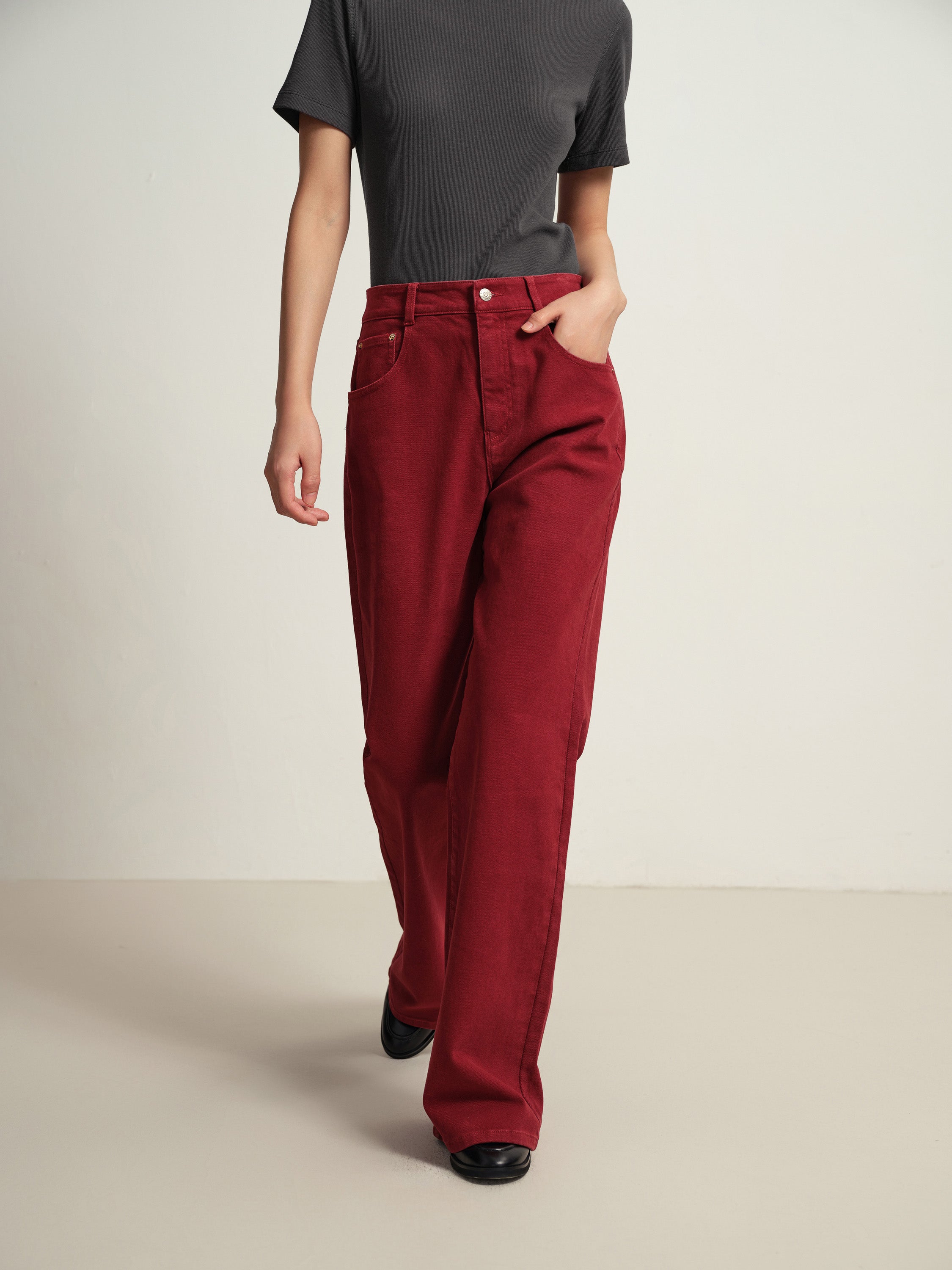 EP YAYING Red Slim Fit Pants