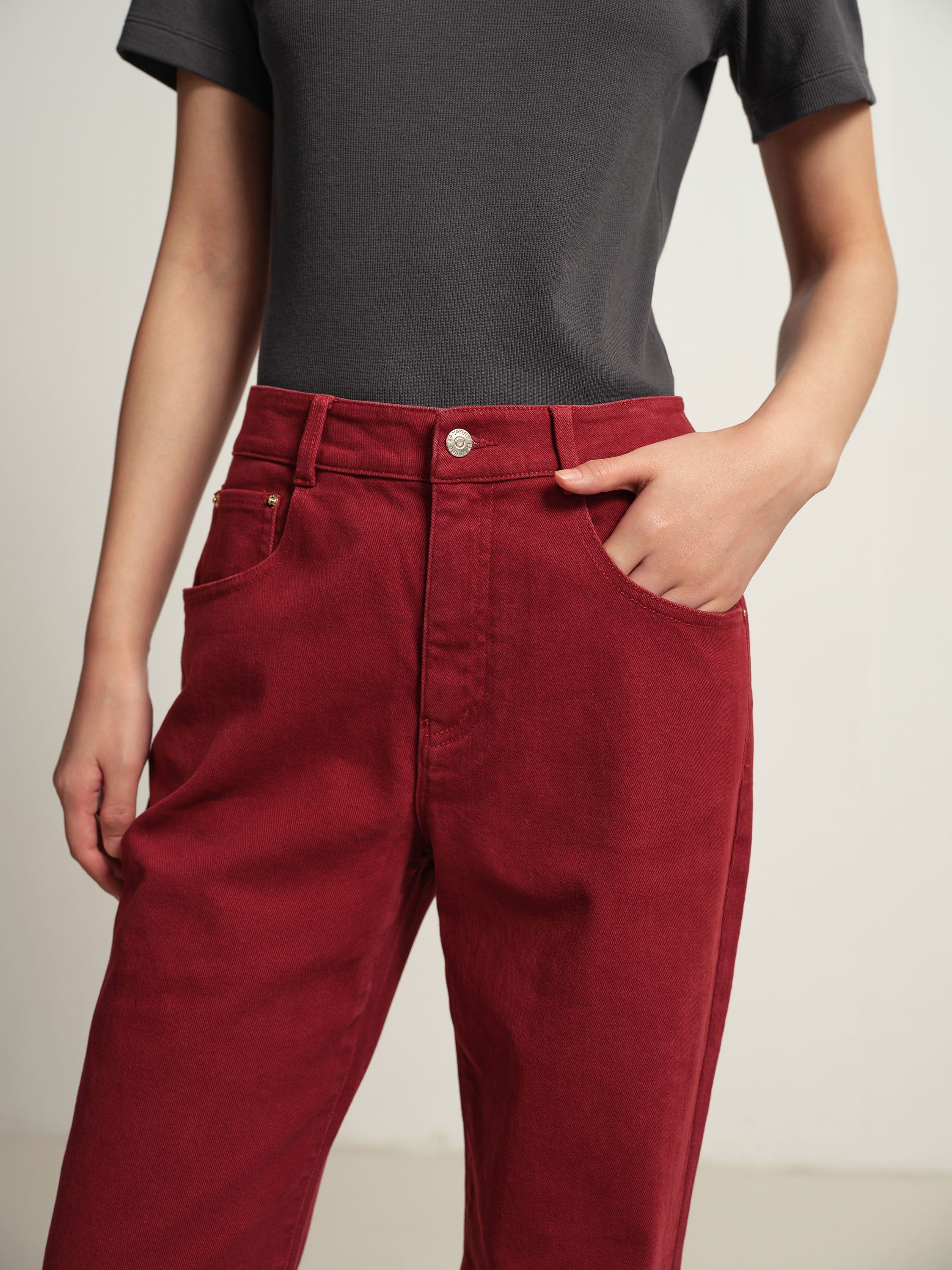 EP YAYING Red Slim Fit Pants