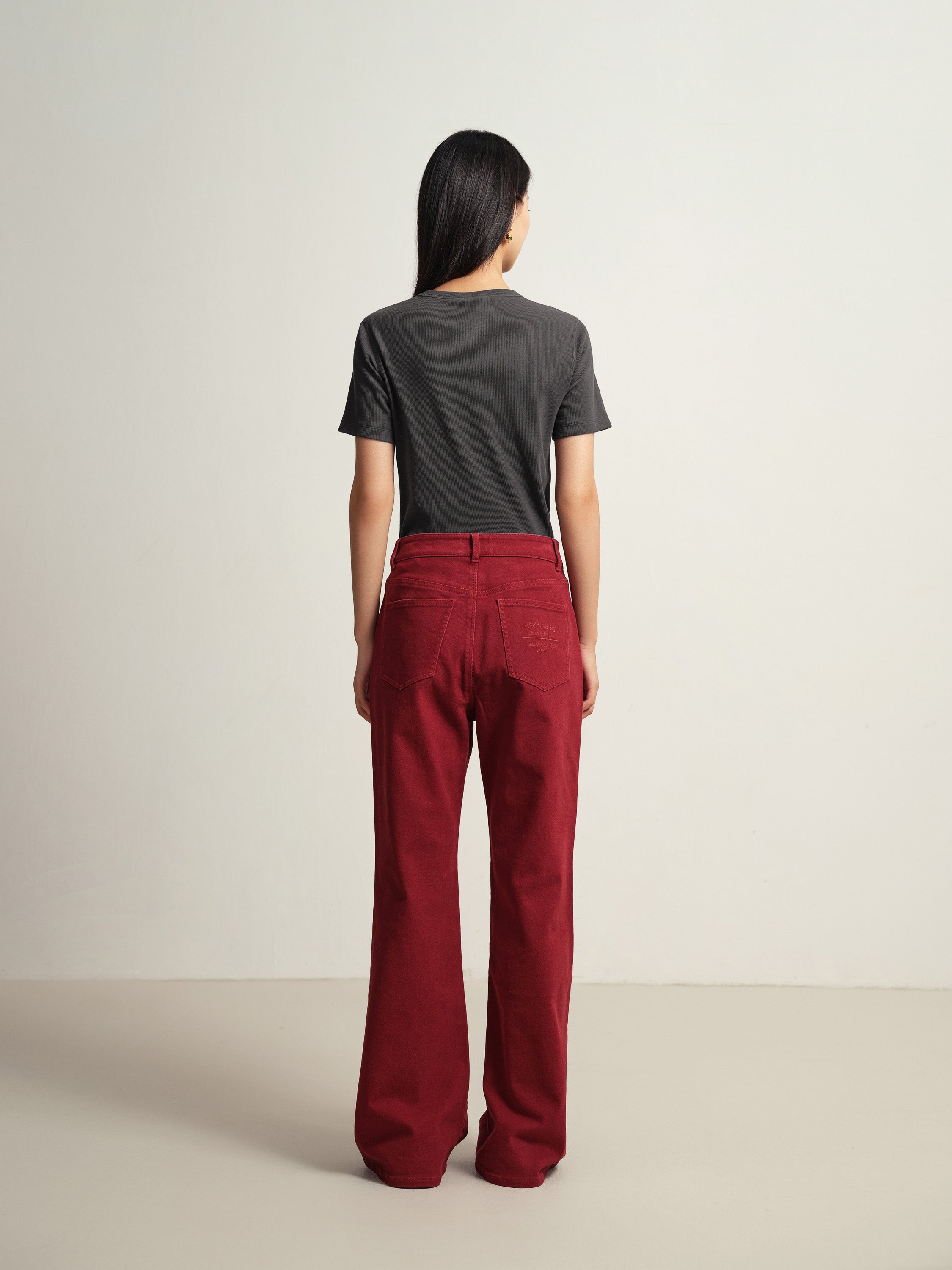 EP YAYING Red Slim Fit Pants