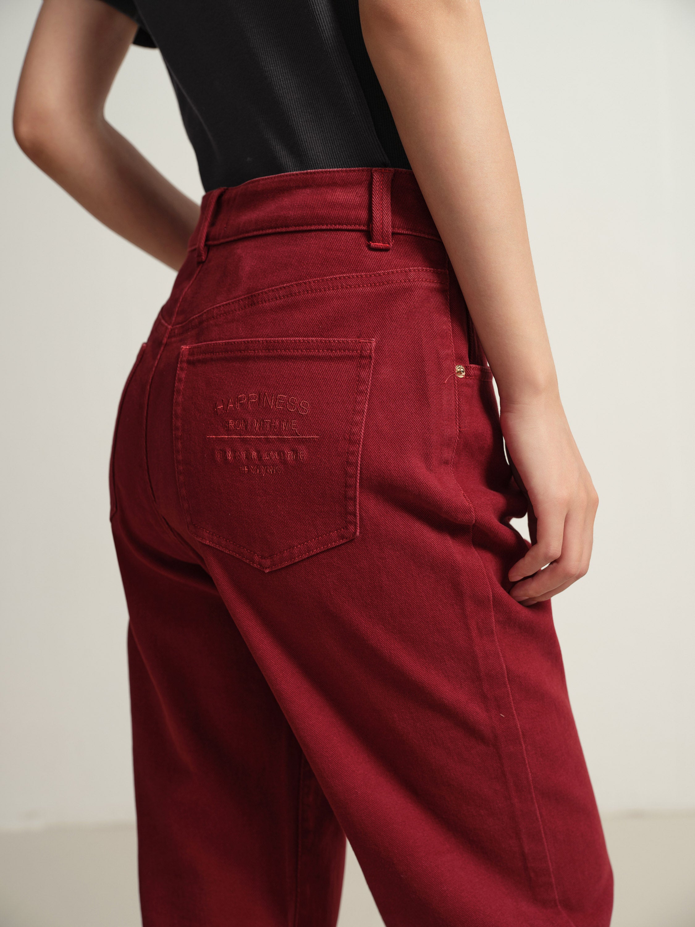 EP YAYING Red Slim Fit Pants