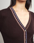 EP YAYING Ethnic Jacquard Knitted Cardigan
