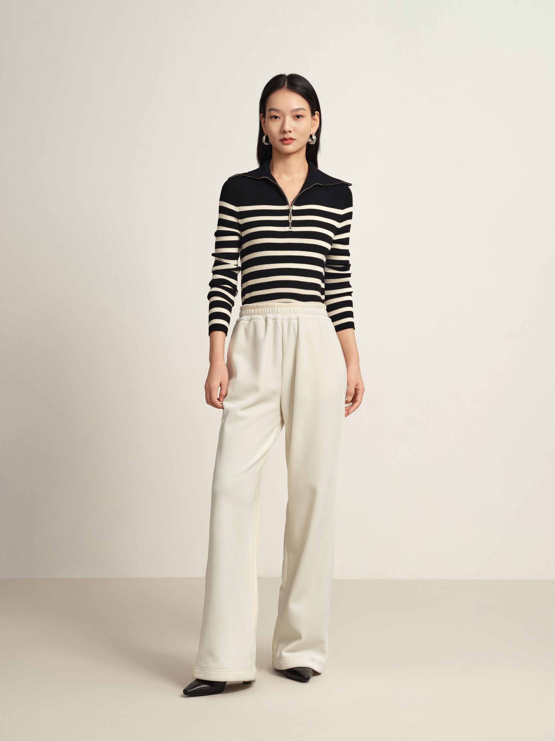 EP YAYING Beige Casual Trousers