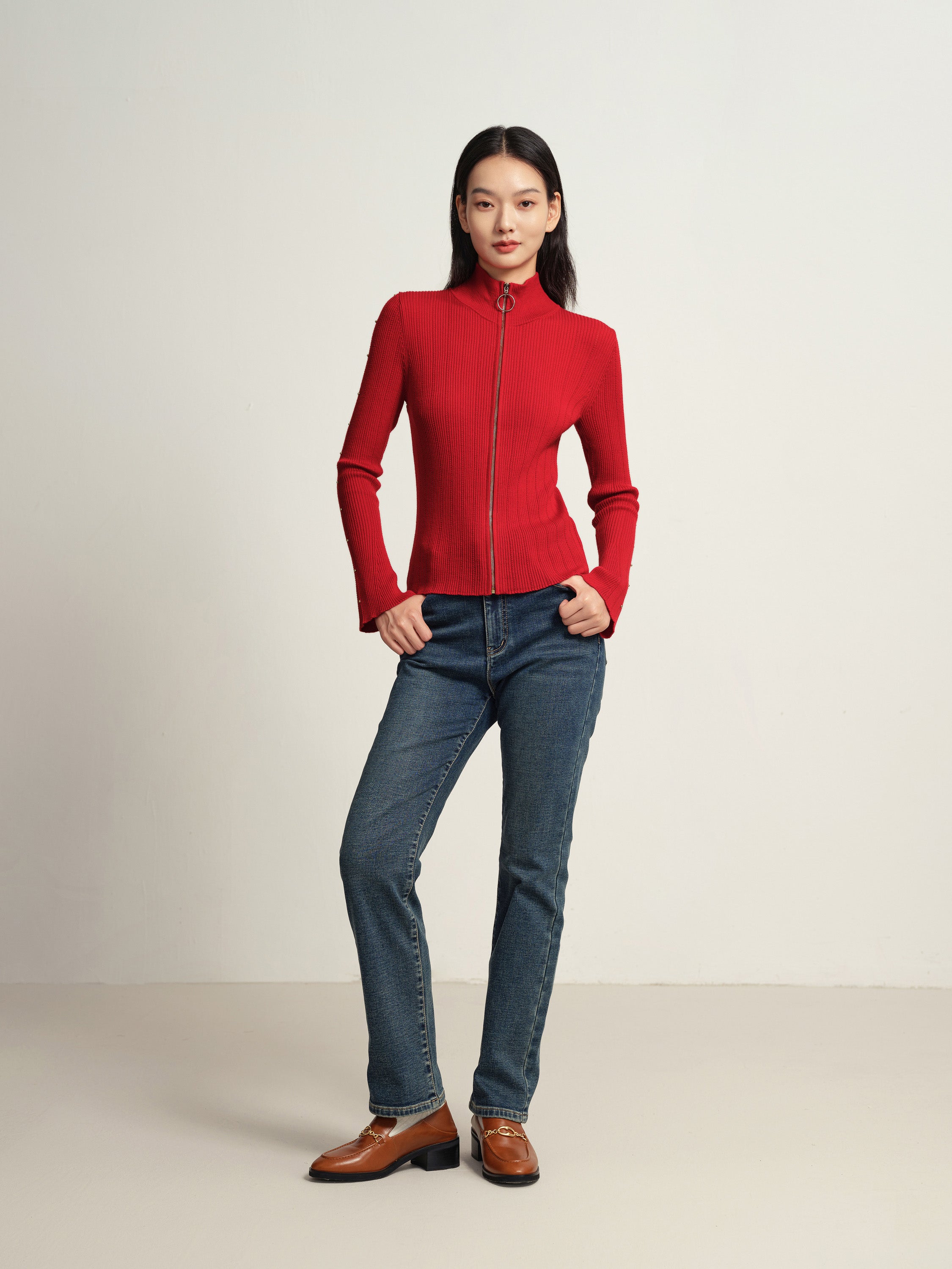 EP YAYING Red Knit Sweater