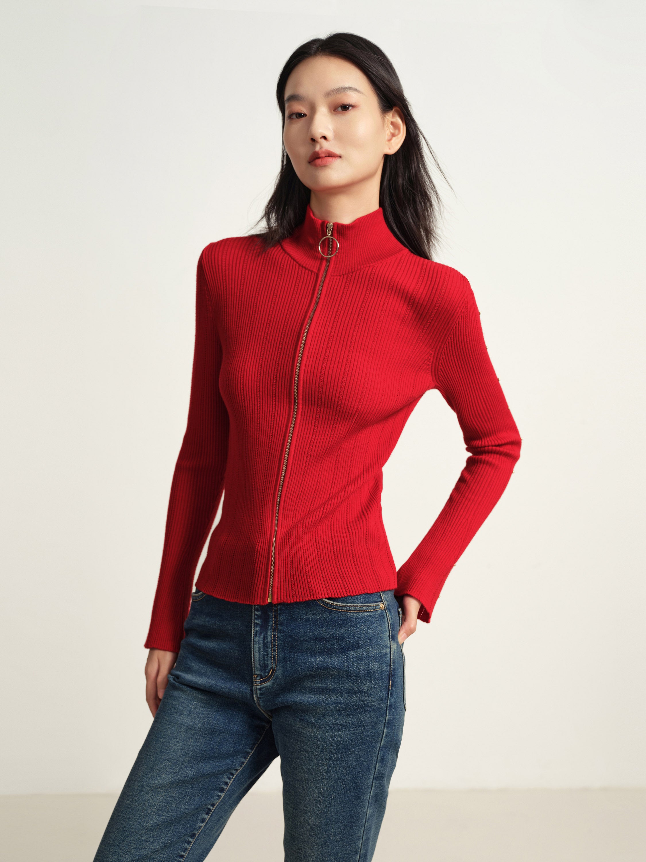EP YAYING Red Knit Sweater