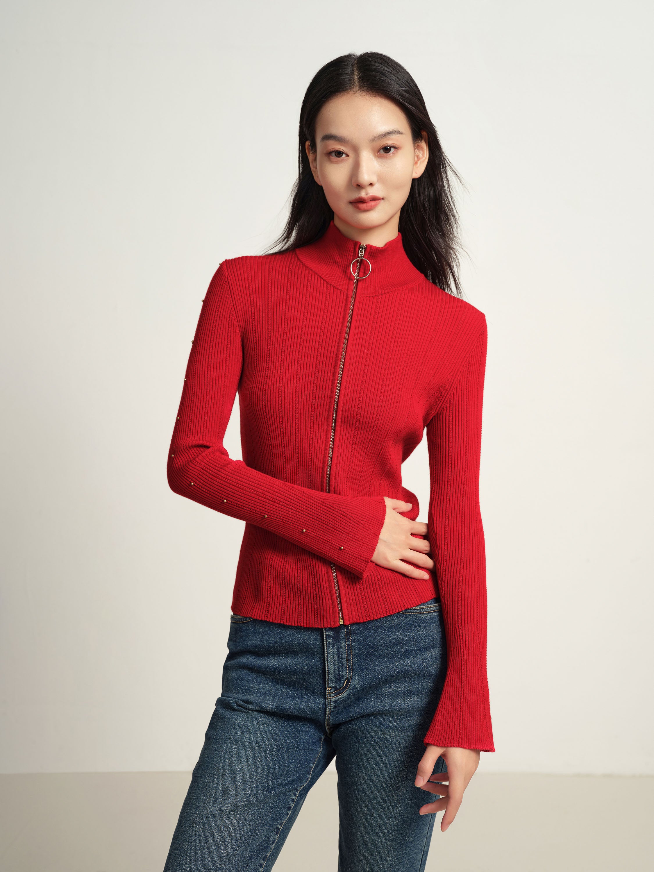 EP YAYING Red Knit Sweater