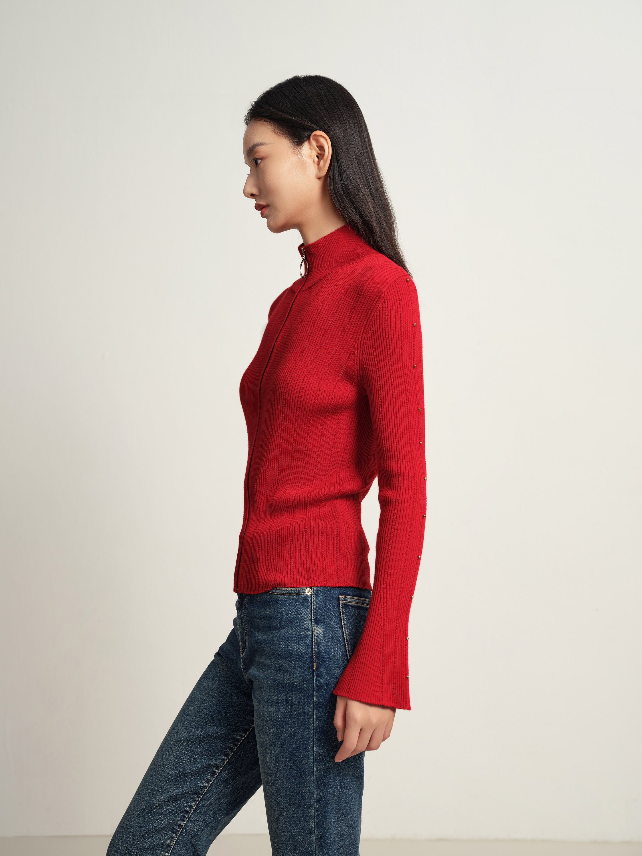 EP YAYING Red Knit Sweater