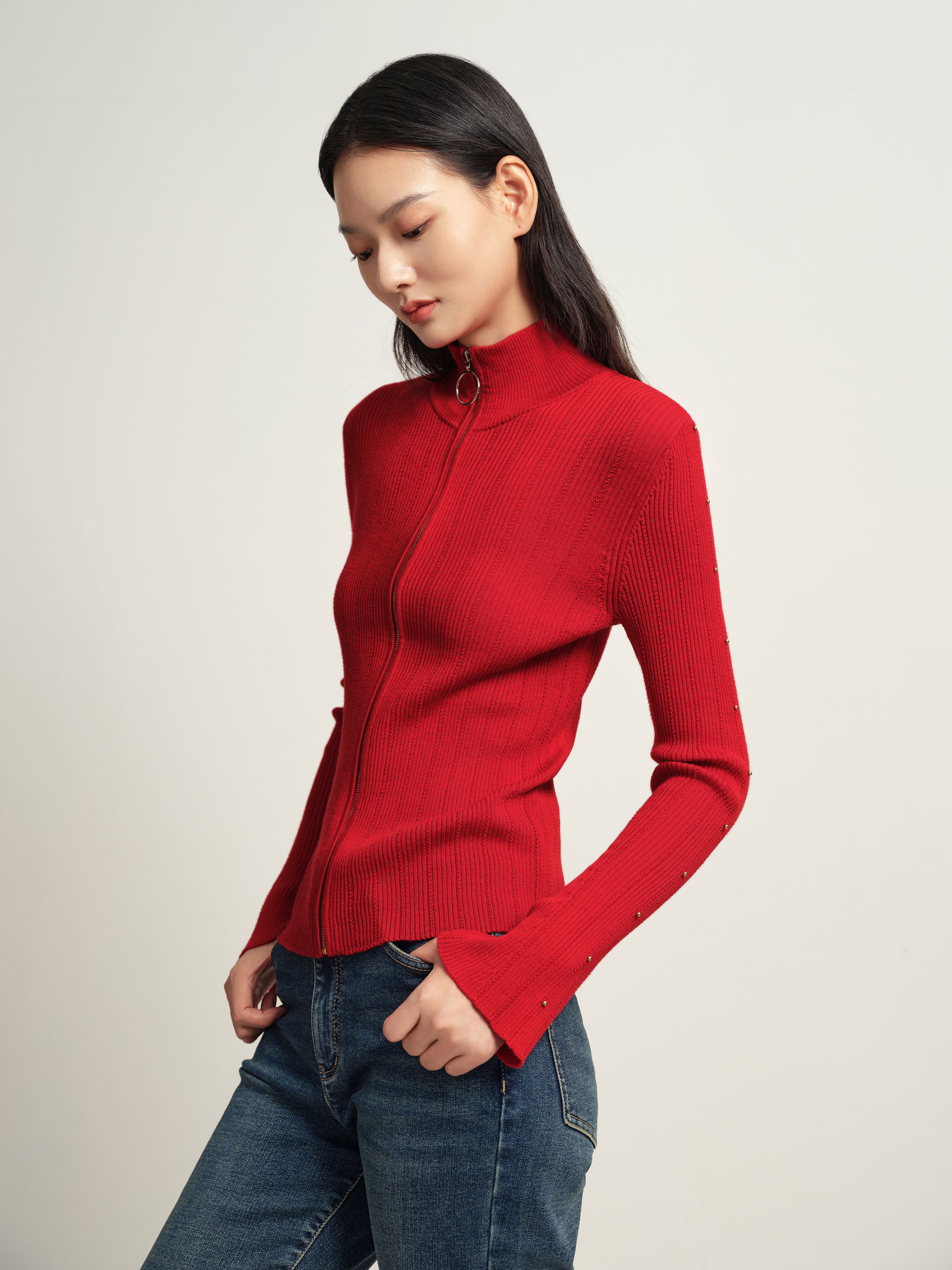 EP YAYING Red Knit Sweater
