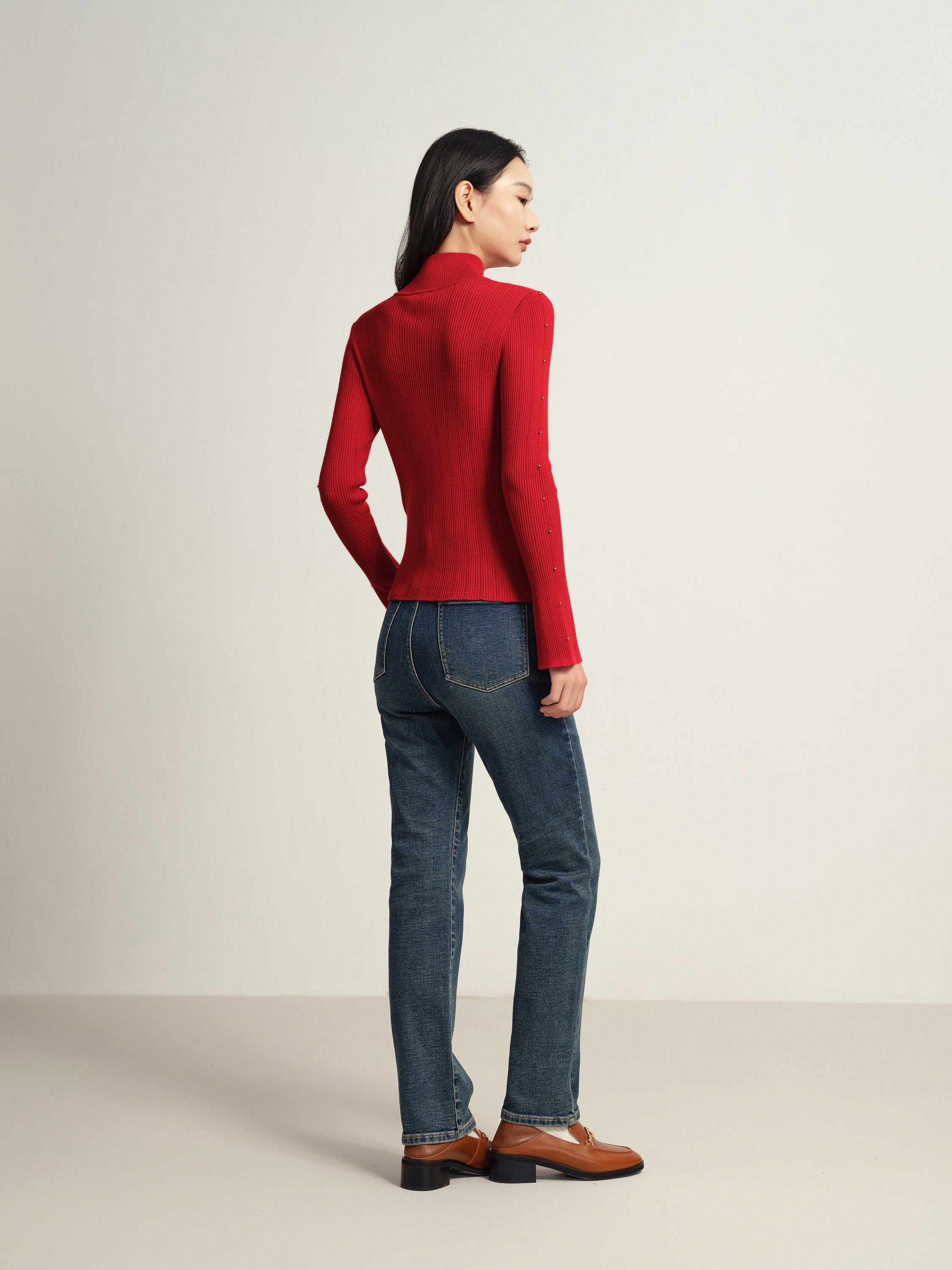 EP YAYING Red Knit Sweater