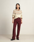 EP YAYING Burgundy Slim Fit Pants