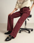 EP YAYING Burgundy Slim Fit Pants