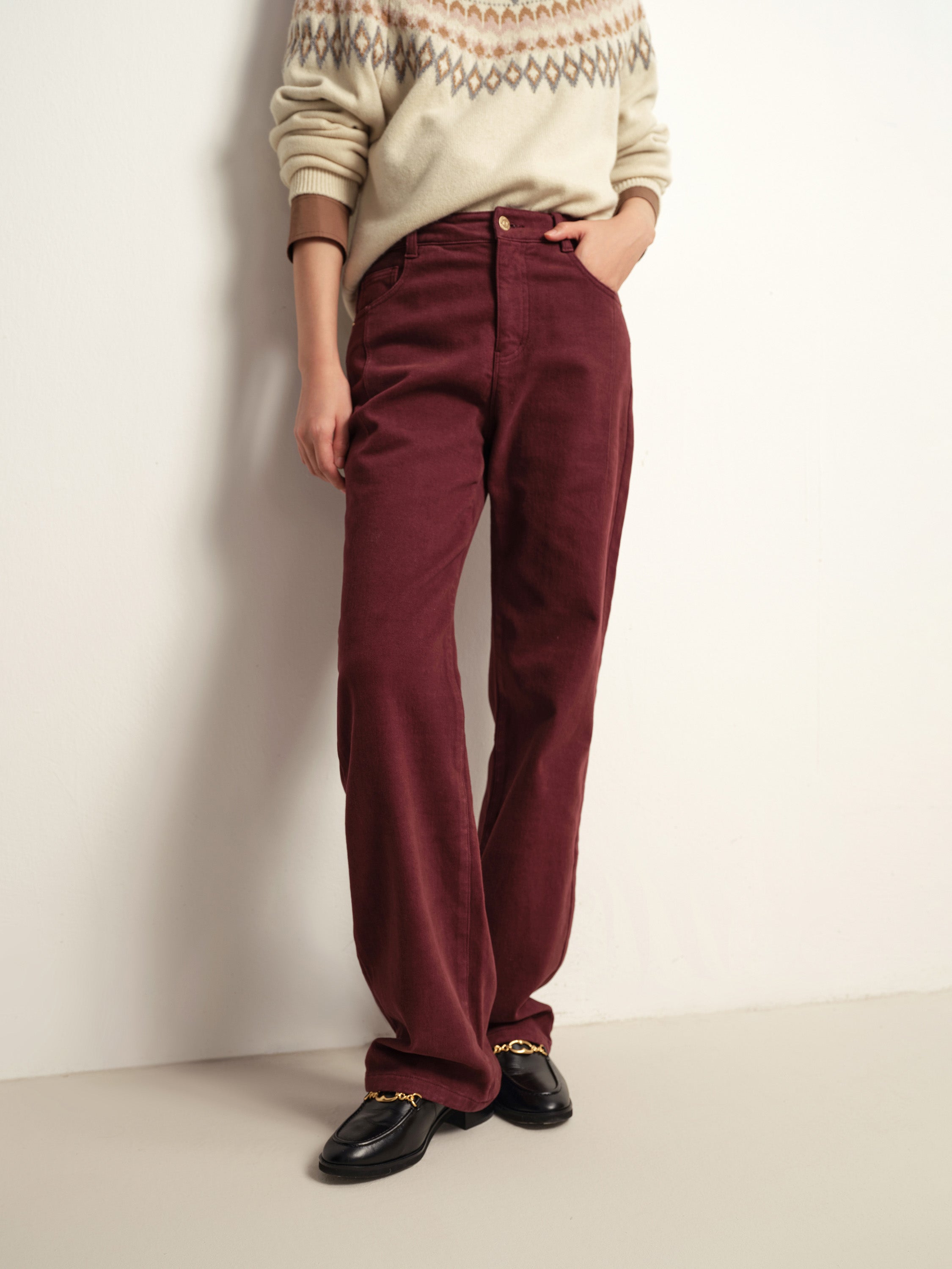 EP YAYING Burgundy Slim Fit Pants
