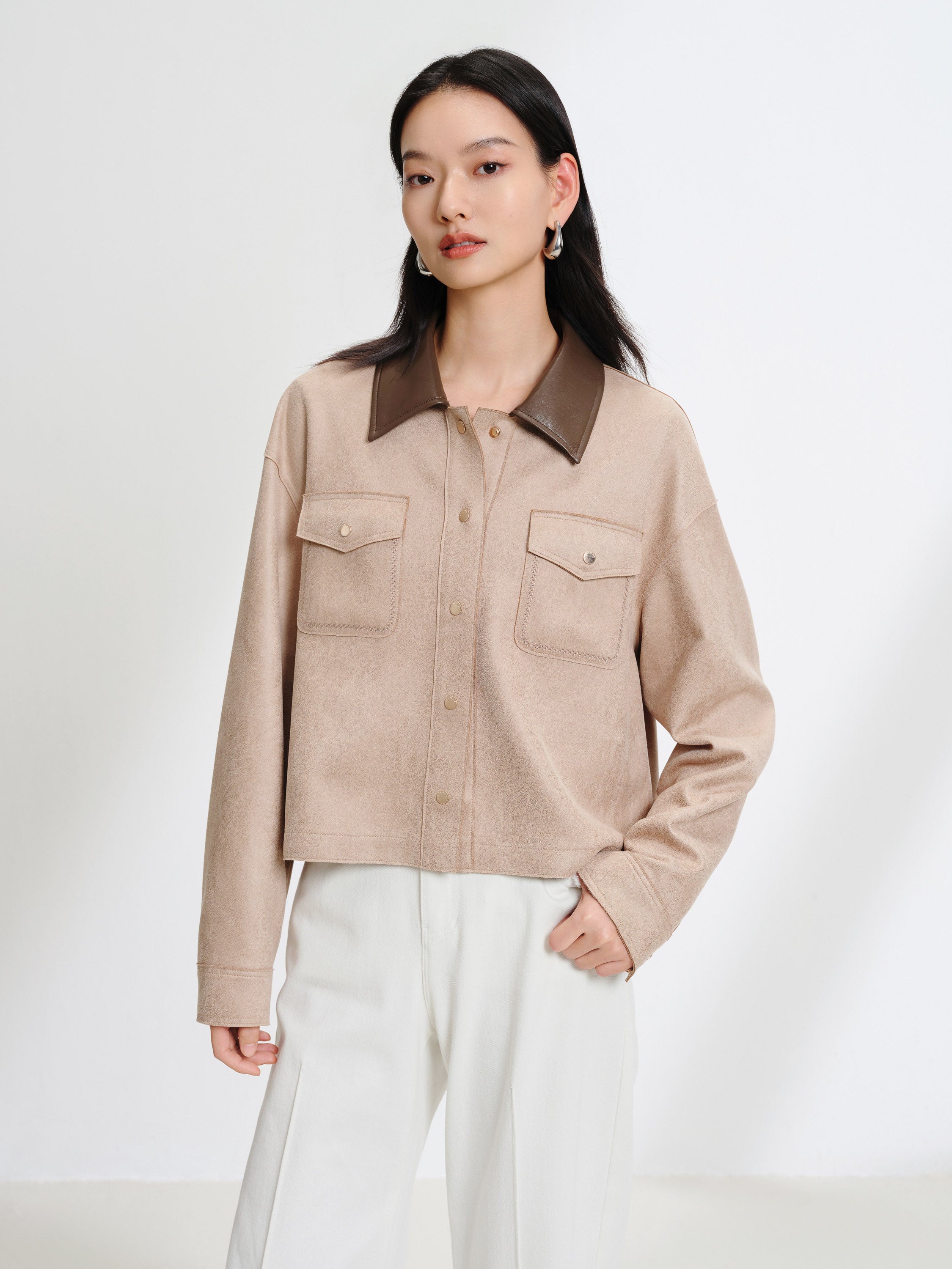 Camel Patchwork lapel jacket EGKPA1253A