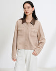 Camel Patchwork lapel jacket EGKPA1253A