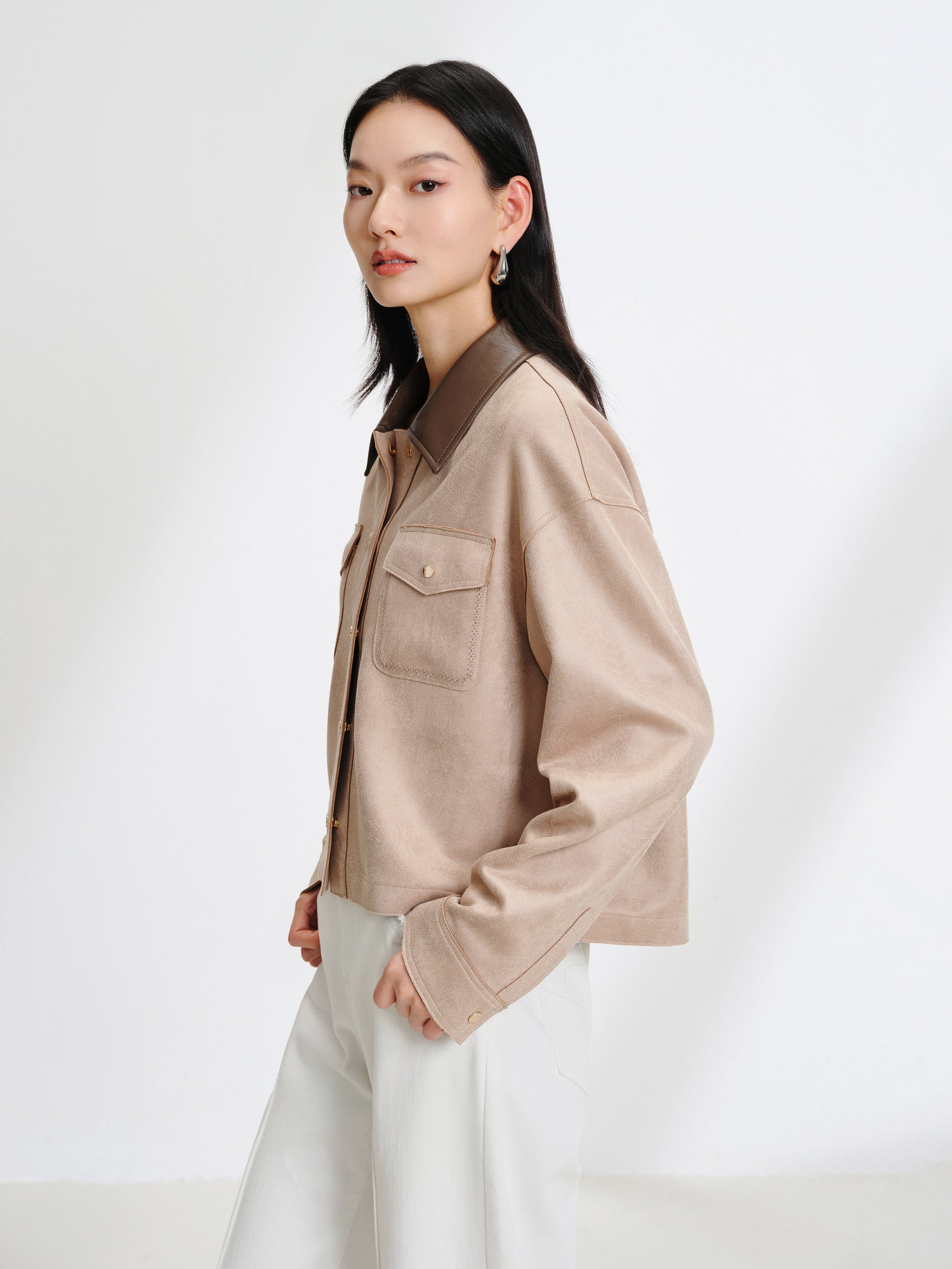 Camel Patchwork lapel jacket EGKPA1253A