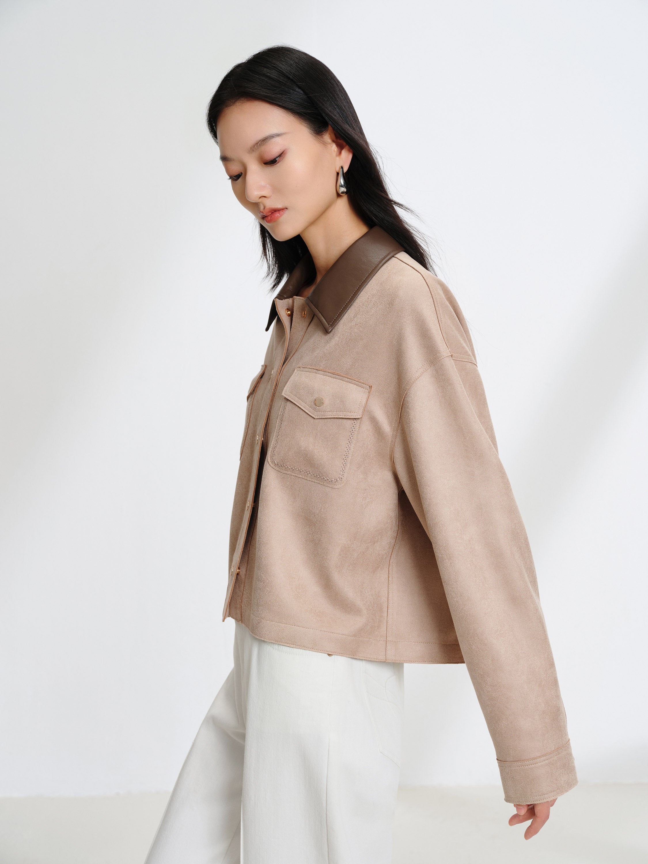 Camel Patchwork lapel jacket EGKPA1253A