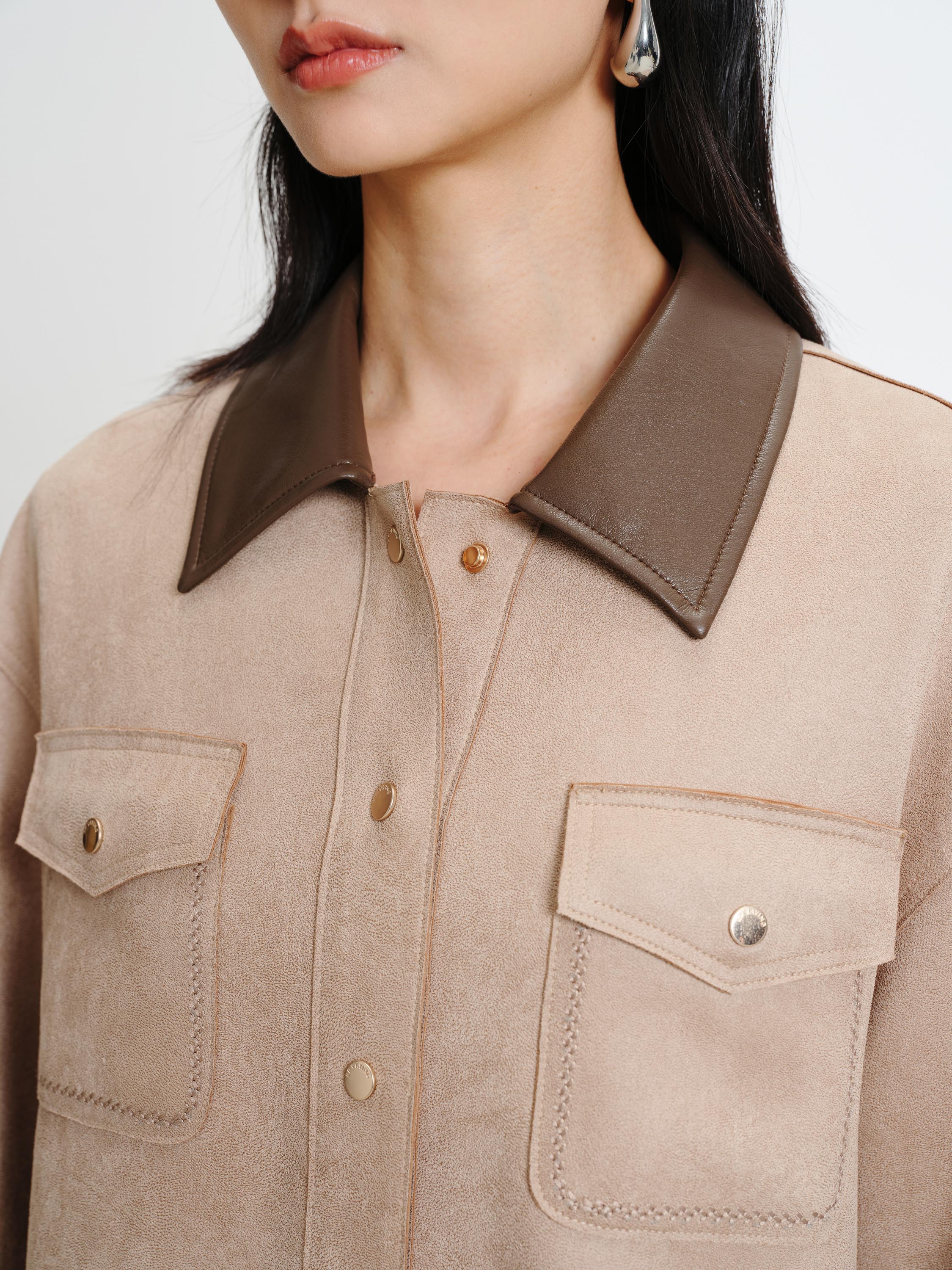 Camel Patchwork lapel jacket EGKPA1253A