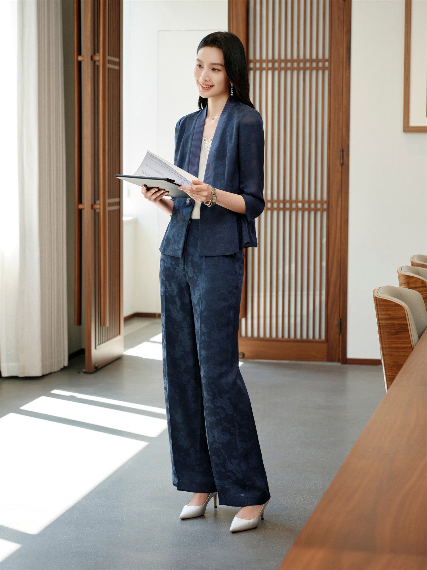 YAYING Jacquard Silk Blazer EPKES1122AZ