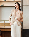 YAYING Silk Straight-Shoulder Blazer EPKES1107AE