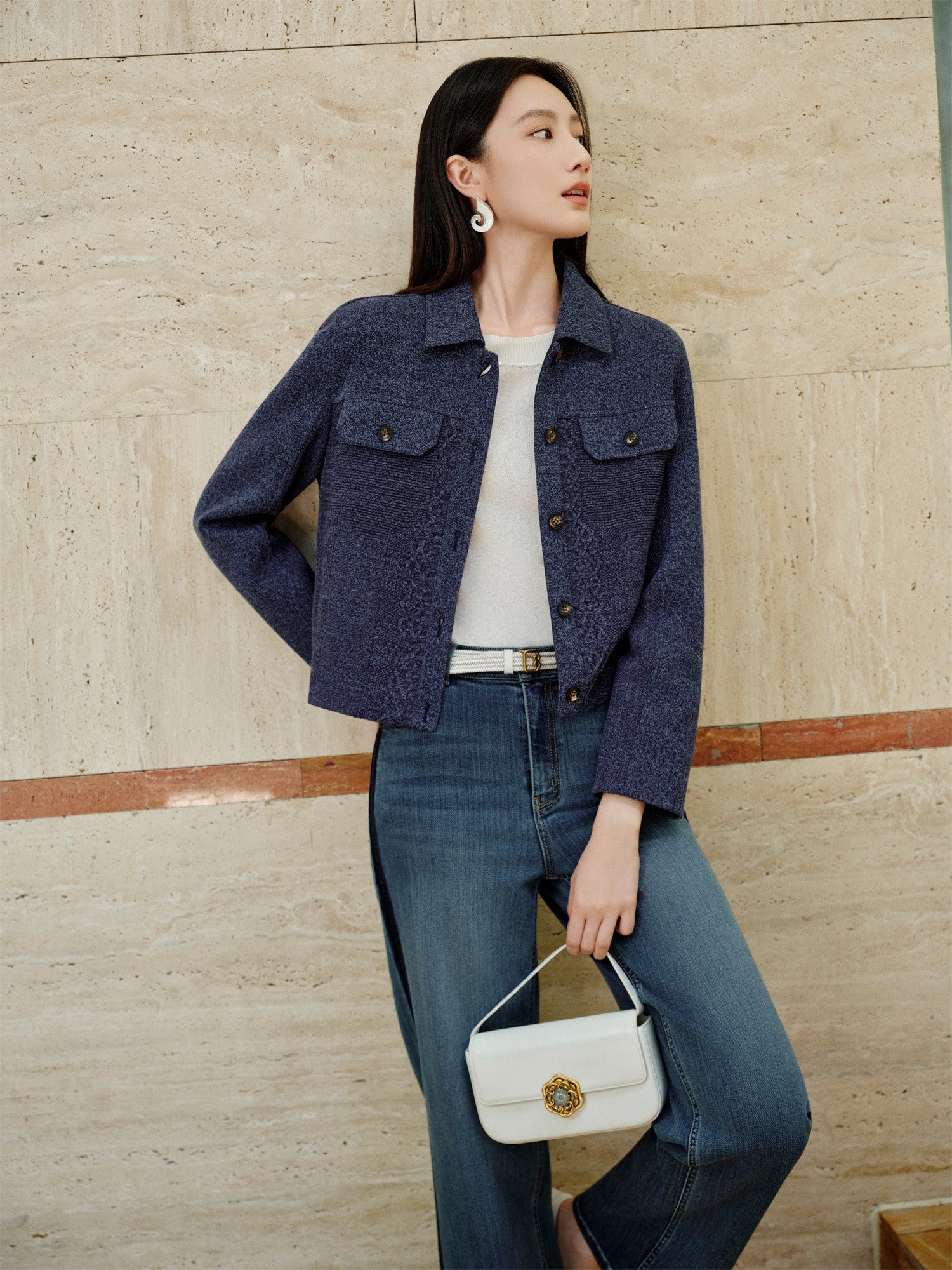 YAYING Knit Denim-Look Jacket EPKAA9103AZ