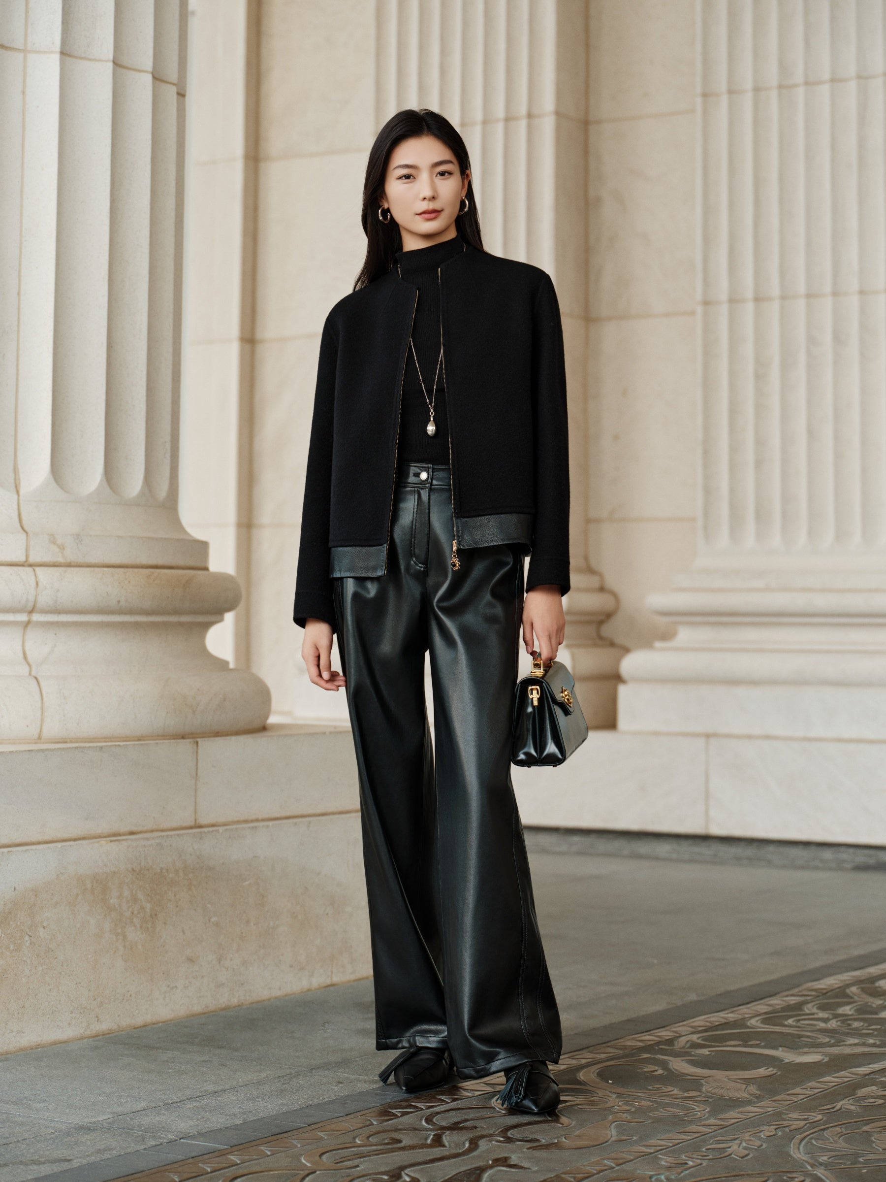 YAYING Cashmere Sheepskin Bomber