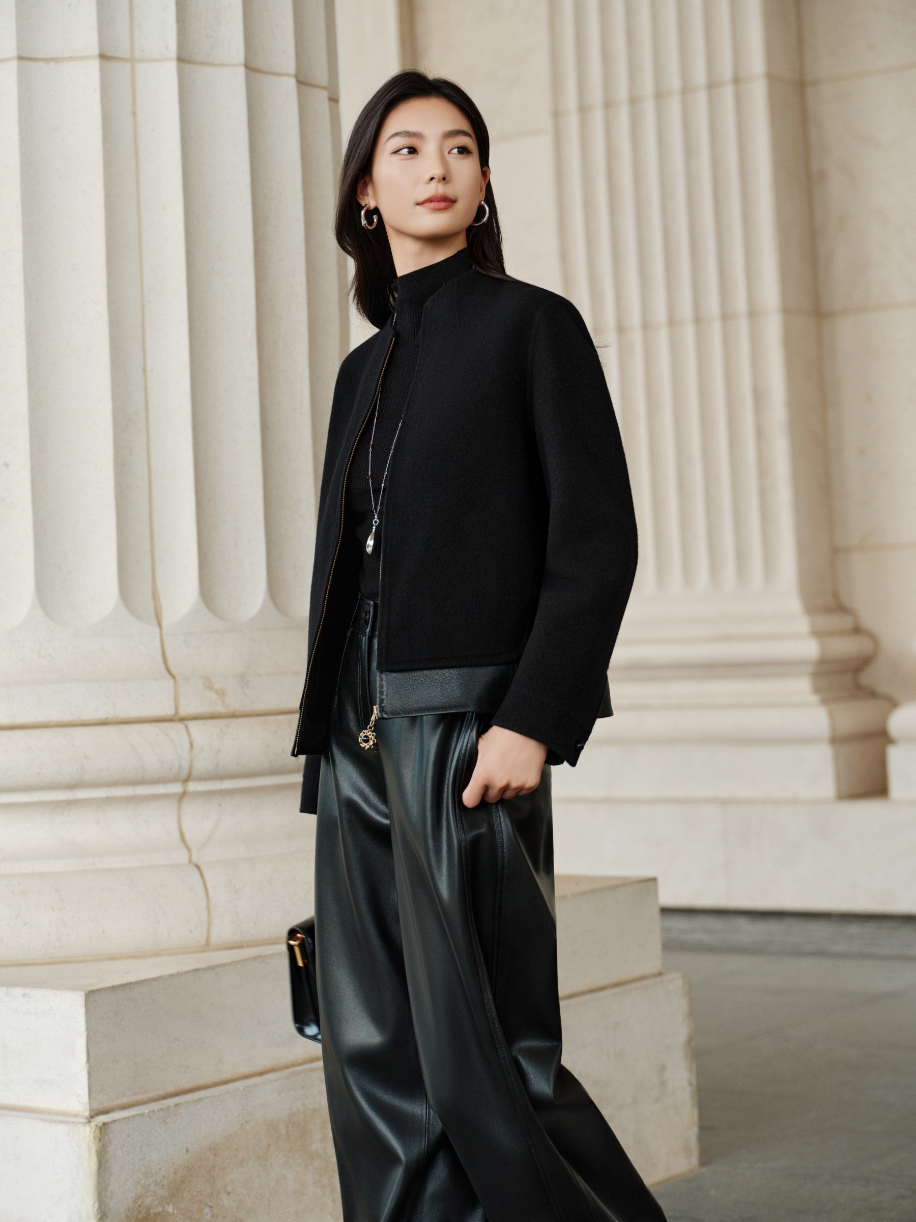 YAYING Cashmere Sheepskin Bomber