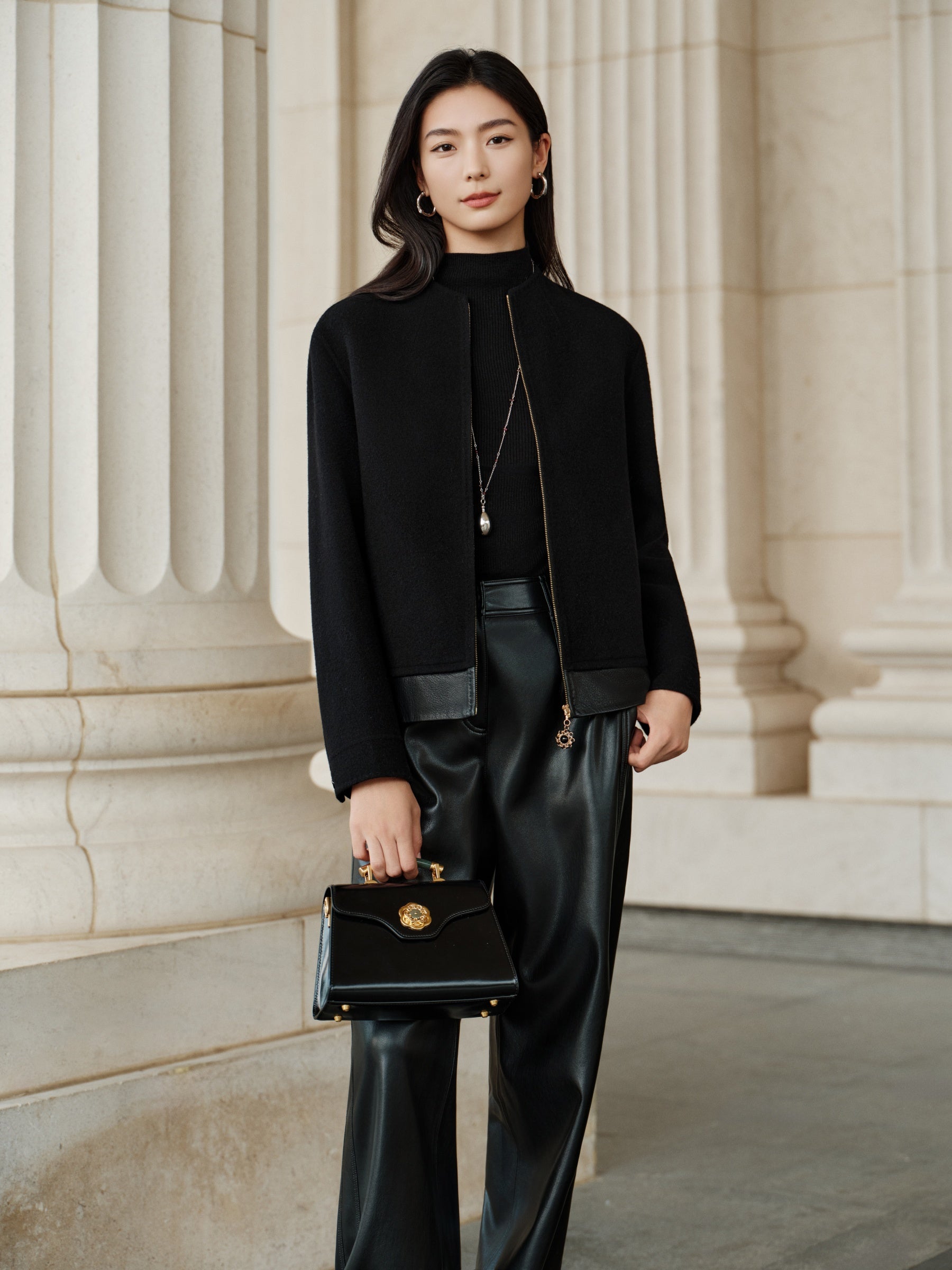 YAYING Cashmere Sheepskin Bomber