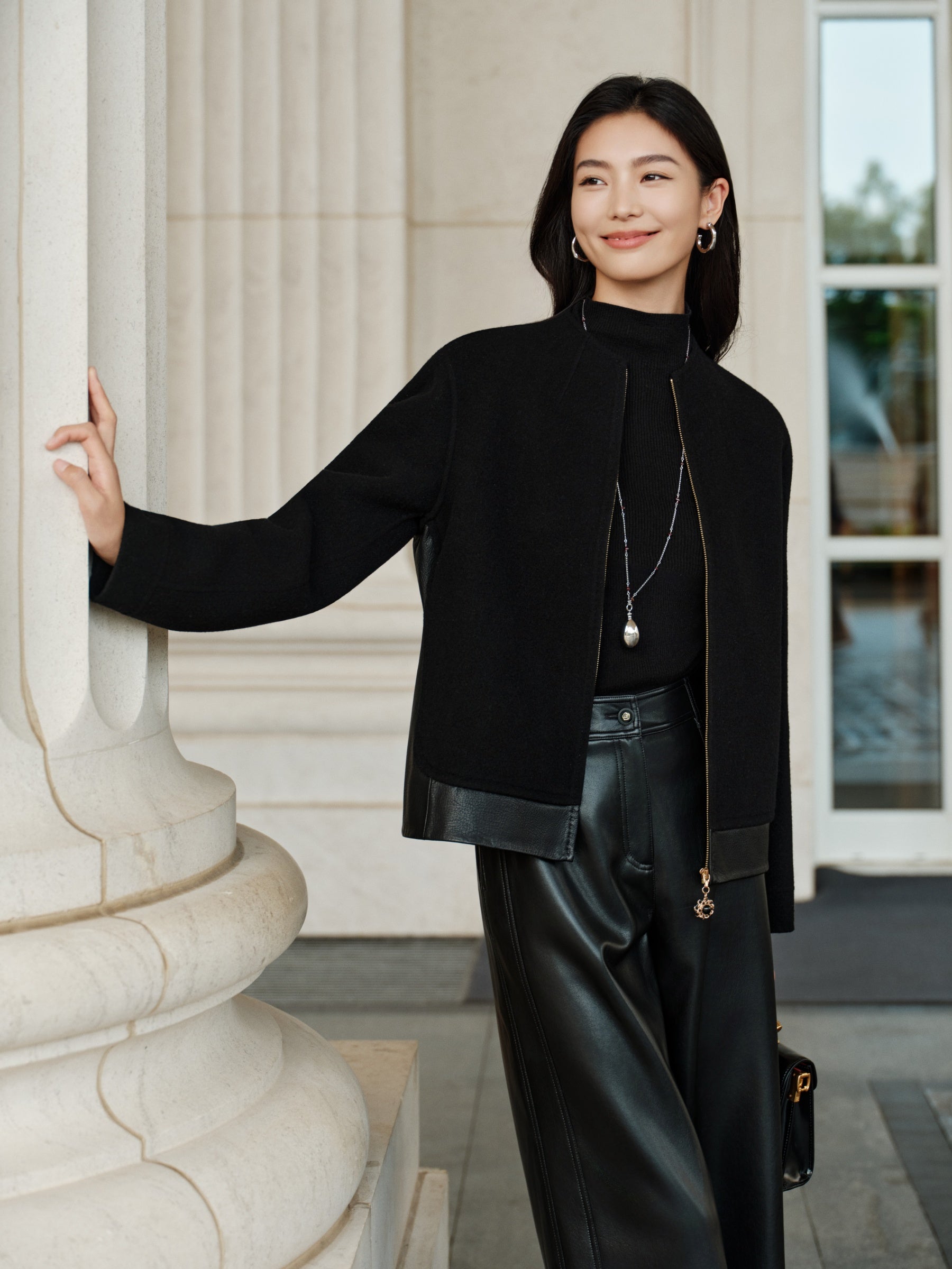 YAYING Cashmere Sheepskin Bomber