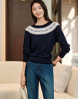 YAYING Golden Wool Fair Isle Knit Sweater
