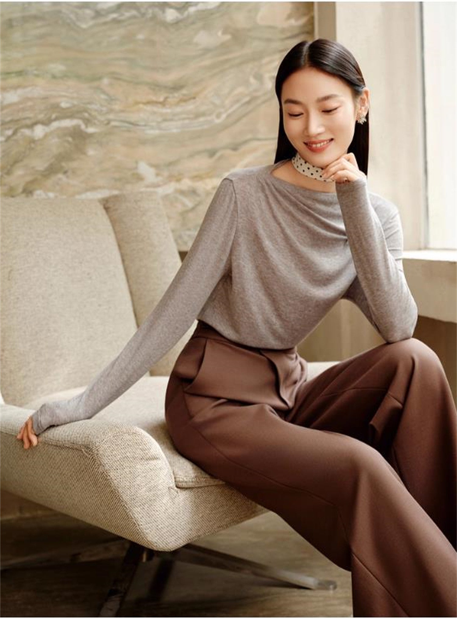 YAYING Wool-Blend Long-Sleeve T-Shirt EPKAA5501AC