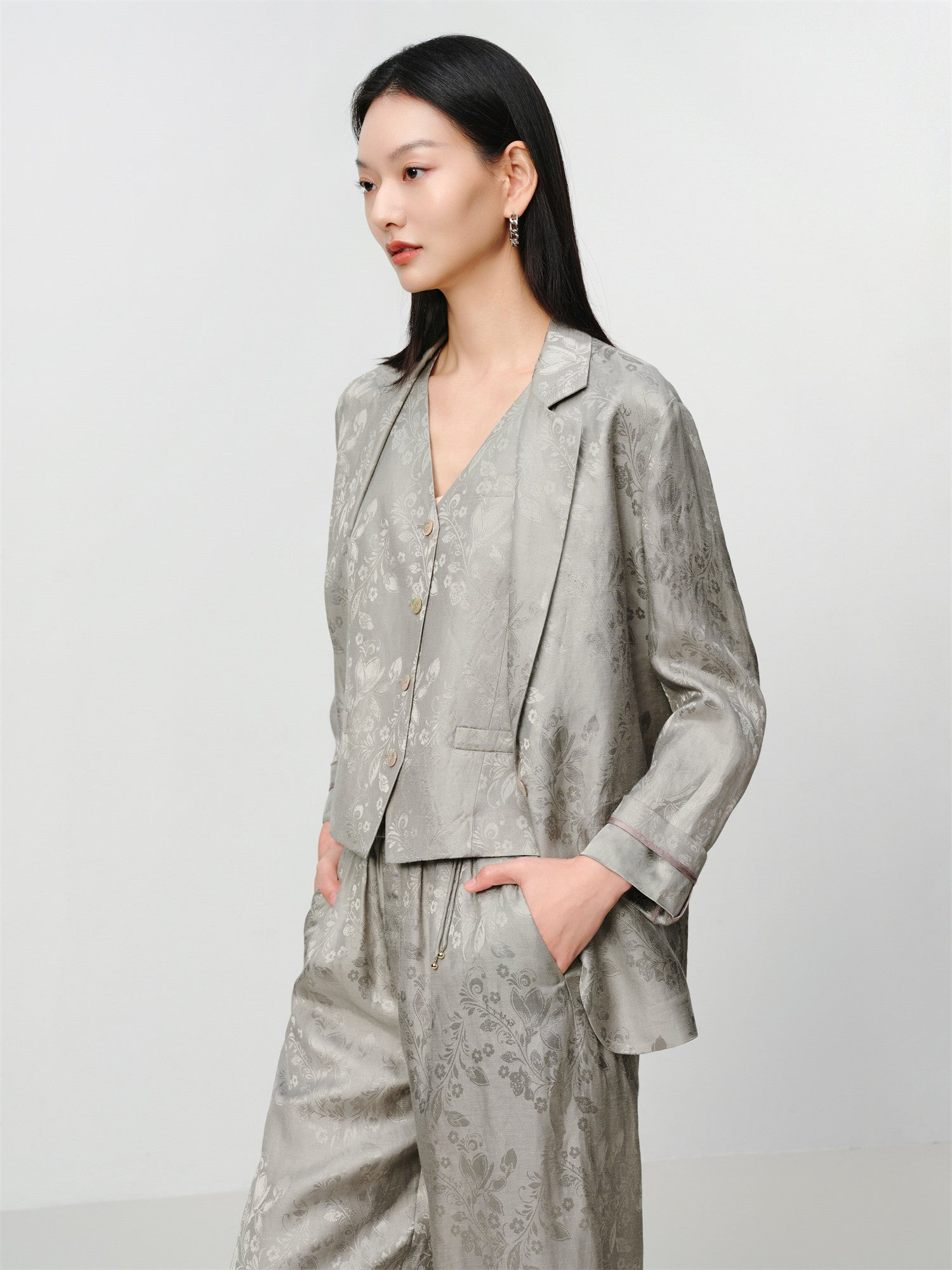 EP YAYING Jacquard Linen Blazer EGKEH1135AC