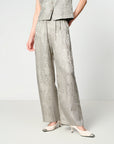 EP YAYING Linen Jacquard Wide-Leg Pants