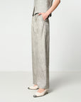 EP YAYING Linen Jacquard Wide-Leg Pants