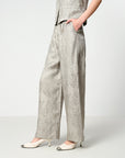 EP YAYING Linen Jacquard Wide-Leg Pants