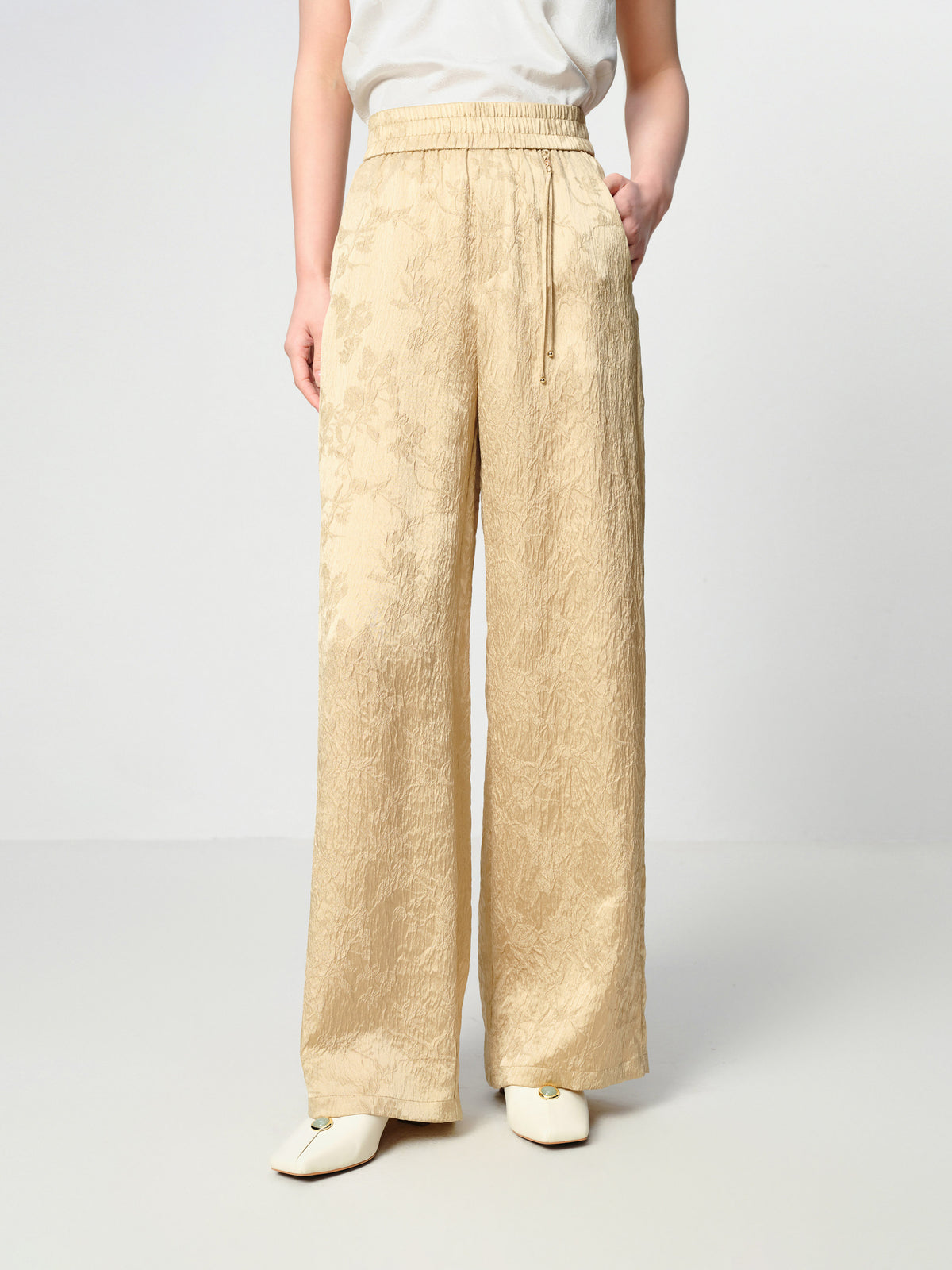 EP YAYING Mulberry Silk Wide-Leg Pants